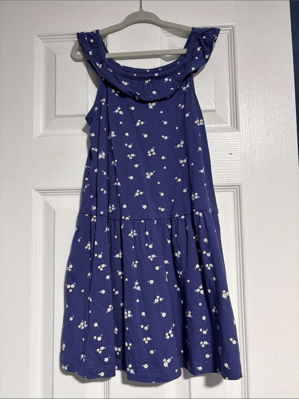 Primark Navy Blue Floral Ruffle-Trim Dress